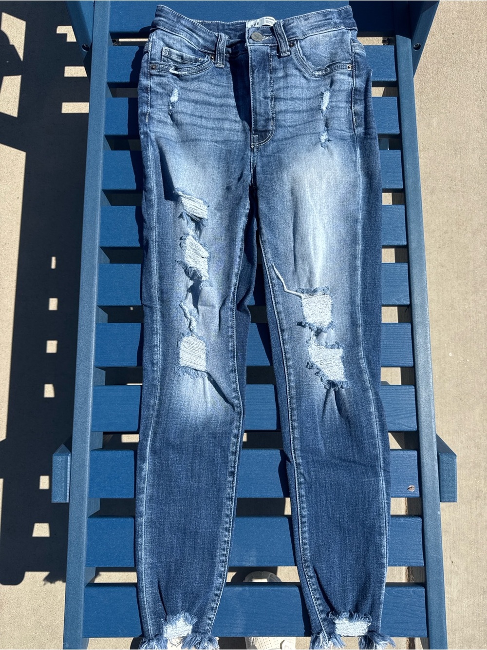 BKE Women's Distressed Skinny Jeans - Medium Blue Wash